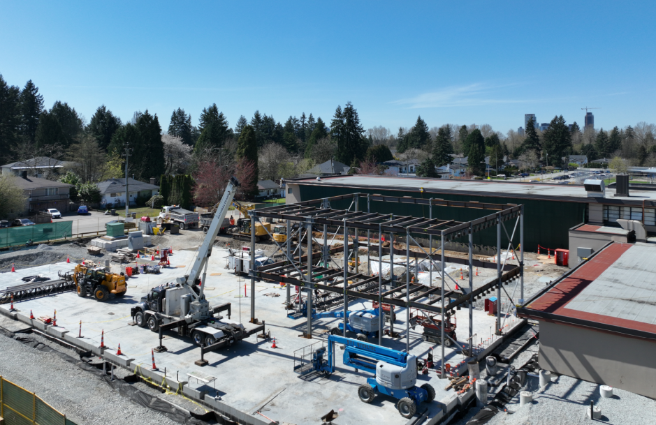 Hollow metal door frames being installed at Guildford Park Secondary School
